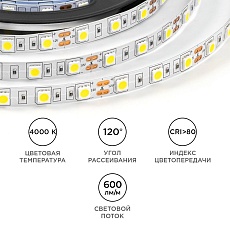 Светодиодная лента OGM 14,4W/m 60LED/m 5050SMD дневной белый 5M LSE-269 1