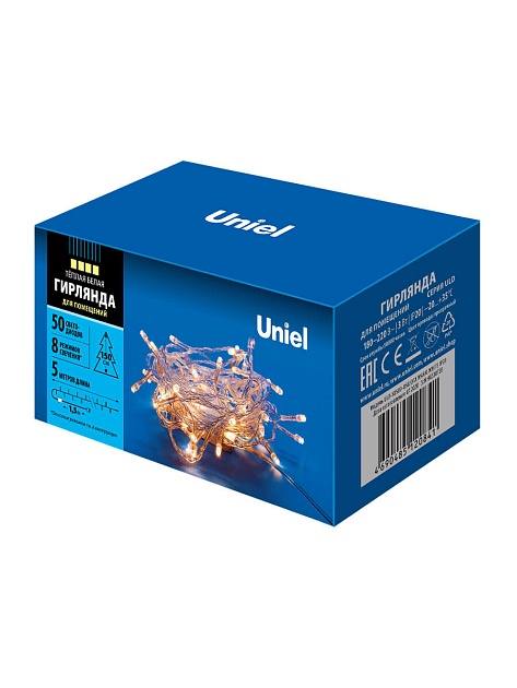 Светодиодная гирлянда Uniel 220V теплый белый ULD-S0500-050/DTA Warm White IP20 UL-00005256 Фото № 4