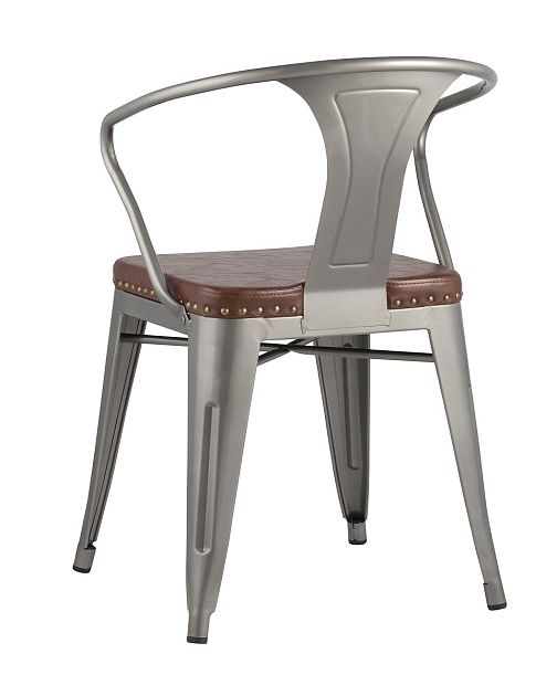 Барный стул Tolix Arms Soft с подлокотниками серебристый LF718H GREY 7083+PU7002 фото 4