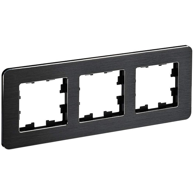 BRITE Рамка 3-местная РУ-3-1-Бр металл черный RE AL IEK BR-M32-M-21-K02 Фото № 1