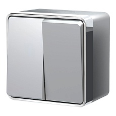 Выключатель двухклавишный влагозащищенный Werkel Gallant серебряный W5020206 4690389167133