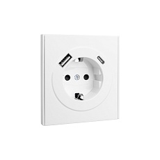 Розетка STRONG 1-ая с/з с/у з/ш 16А с USB A+C быстрой зарядки 5В/3А жемчуг KRANZ KR-78-0704-4 3