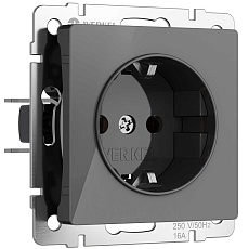 Розетка с заземлением Werkel графит акрил W1171044 4690389197505