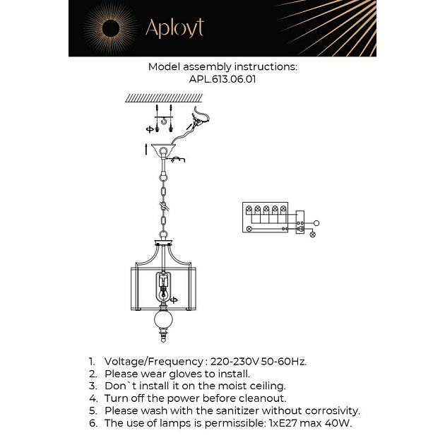 Подвесной светильник Aployt Korin APL.613.06.01 фото 2