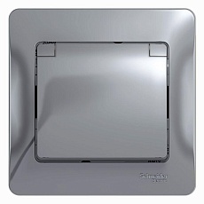 Розетка 2К+З Systeme Electric Glossa 16A 250V со шторками и крышкой алюминий GSL000346