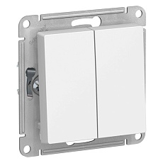 Переключатель двухклавишный проходной Systeme Electric AtlasDesign 10A 250V белый ATN000165