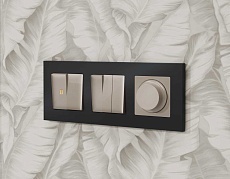 Комплект механизма 2-кл выключателя AMBRELLA VOLT с подсветкой 3200K ALFA Серо-бежевый матовый QUANT (AP3640, VM115, G11Y) MA364010 1