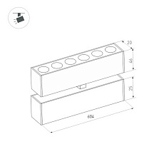 Трековый светильник для магнитного шинопровода Arlight MAG-DOTS-FOLD-25-S600-18W Day4000 034222 1