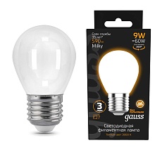 Лампа светодиодная филаментная Gauss E27 9W 3000К матовая 105202109 5