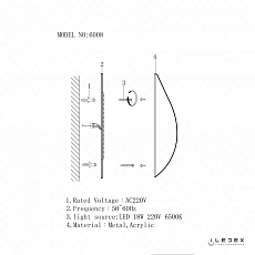 Настенный светодиодный светильник iLedex Omega 6008W-18W-3000K WH-GL 1