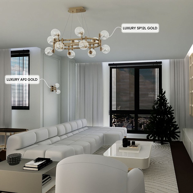 Подвесная люстра Crystal Lux Luxury SP12L Gold изображение 5 Подвесная люстра Crystal Lux Luxury SP12L Gold Фото № 5