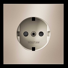 Накладка для розетки с заземлением и защитными шторками, S70 Metal (платина) Voltum VLSM000710 1