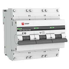 Автоматический выключатель 3P 10А (C) 10kA ВА 47-100 EKF PROxima mcb47100-3-10C-pro