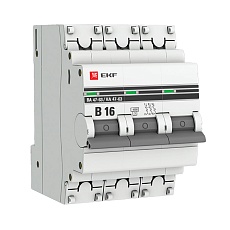 Автоматический выключатель 3P 16А (В) 4,5kA ВА 47-63 EKF PROxima mcb4763-3-16B-pro