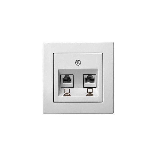 Розетка 2хRJ45 Liregus Epsilon белый 28-033 Фото № 1