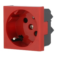 Розетка LK Studio с заземляющими контактами, с защитными шторками, 16 А, 250 В, под углом 45 градусов (красный) LK45 851207-1 1