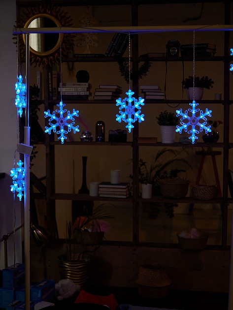 Светодиодная гирлянда Uniel занавес Снежинки-1 220V синий ULD-E1503-072/DTA Blue IP20 Snowflakes-3 UL-00007336 Фото № 5
