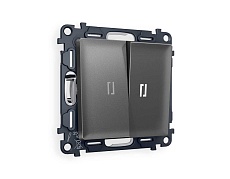 Комплект механизма 2-кл проходного выключателя AMBRELLA VOLT с подсветкой 5600K ALFA Антрацит серый QUANT (AP6540, VM120, G25W) MA654035