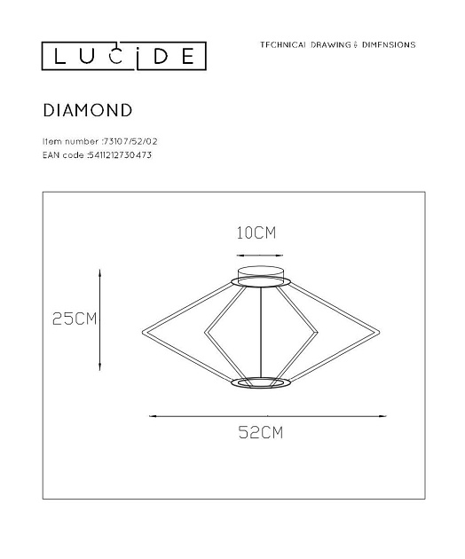 Потолочный светильник Lucide Diamond 73107/52/02 фото 2