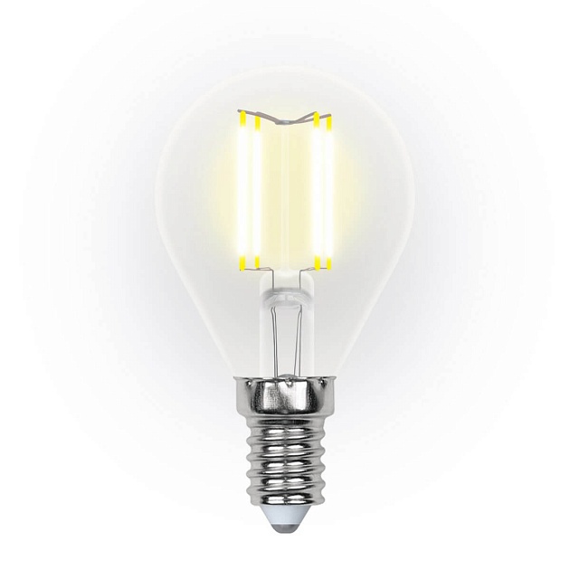 Лампа светодиодная филаментная Uniel E14 5W 3000K LED-G45-5W/WW/E14/CL/DIM GLA01TR UL-00002866 фото 