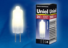 Лампа галогенная Uniel G4 20W матовая JC-220/20/G4 FR 01823 1