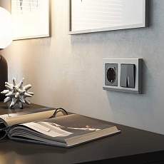 Выключатель Werkel двухклавишный проходной с подсветкой графит W1122164 4690389194382 1