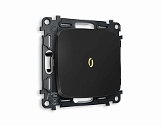 Комплект механизма 1-кл выключателя AMBRELLA VOLT с подсветкой 3200K OMEGA Черный матовый QUANT (OP8020, VM101, G11Y) MO802010