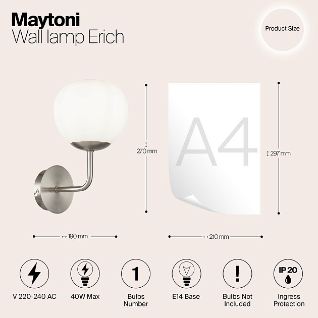 Бра Maytoni Erich MOD221-WL-01-N Фото № 2
