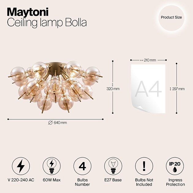 Потолочная люстра Maytoni Bolla MOD133CL-04BS Фото № 3