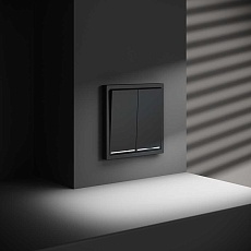 Выключатель встраиваемый Voltum S70 двухклавишный с подсветкой 10А, (графит) VLS020207 2