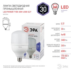 Лампа светодиодная ЭРА E27 30W 6500K матовая LED POWER T100-30W-6500-E27 Б0027004 2