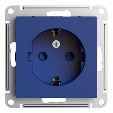 Розетка 2К+З Systeme Electric AtlasDesign 16A 250V со шторками аквамарин ATN001145 1
