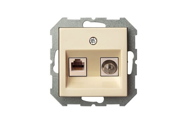 Розетка RJ45/TV Liregus Epsilon бежевый 28-073 изображение 3 Розетка RJ45/TV Liregus Epsilon бежевый 28-073 Фото № 3