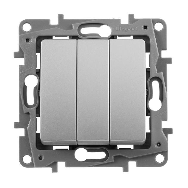 Выключатель трехклавишный Legrand Etika 10A 250V алюминий 672413 Фото № 3