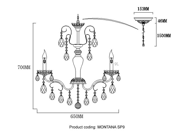 Подвесная люстра Crystal Lux Montana SP9 Фото № 2