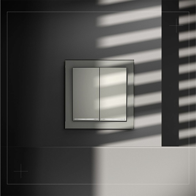 Проходной переключатель встраиваемый Voltum S70 двухклавишный с подсветкой 10А, (сталь) VLS020405 Фото № 7