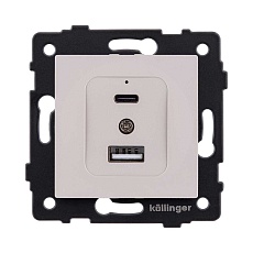 Розетка USB A+C 20W, кашемир матовый Kollinger REA-037CM для Aspekt, Eleganz, Reflex