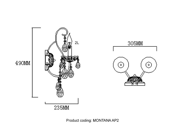 Бра Crystal Lux Montana AP2 Фото № 2