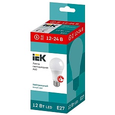 Лампа светодиодная IEK E27 12W 4000K матовая LLE-A60-12-12-24-40-E27 1