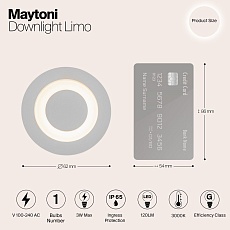 Встраиваемый светодиодный светильник Maytoni Limo O037-L3W3K 1