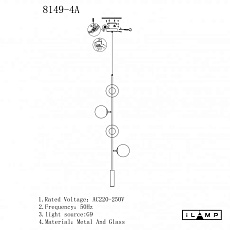 Подвесная люстра iLamp Artis 8149P/4A BR-SM 1