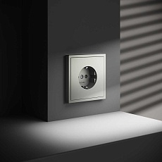 Розетка встраиваемая Voltum S70 с заземлением и защитными шторками, 16А, (сталь) VLS040205 1