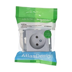 Розетка 2К Systeme Electric AtlasDesign 16A 250V алюминий ATN000341