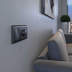 Выключатель Werkel двухклавишный с подсветкой графит рифленый W1120104 4690389158476 1