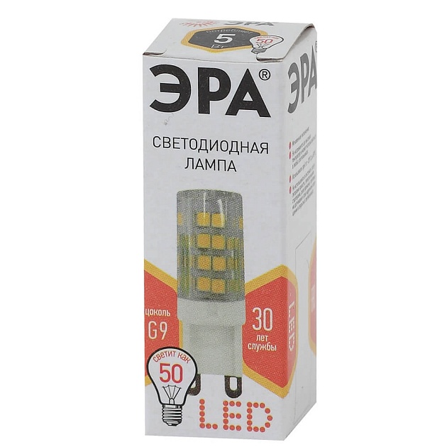 Лампа светодиодная ЭРА G9 5W 2700K прозрачная LED JCD-5W-CER-827-G9 Б0027863 фото 3