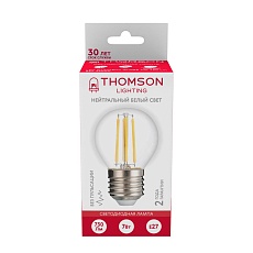 Лампа светодиодная филаментная Thomson E27 7W 4500K шар прозрачная TH-B2092 1