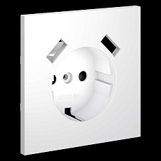 Накладка для розетки с заземлением и защитными шторками с USB A+A S70 (белый матовый) Voltum VLS000902