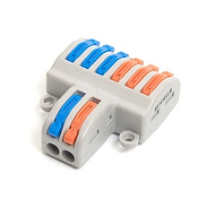 Клемма монтажная д/ подкл. фазн. проводников Stekker, LD222-426, 2 контактные группы, 1ввод,3вывода на полюс (DIY упак 2 шт) 39489 4