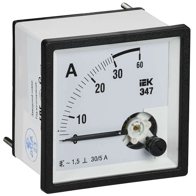 Амперметр Э47 30/5А класс точности 1,5 72х72мм IEK IPA10-6-0030-E Фото № 1