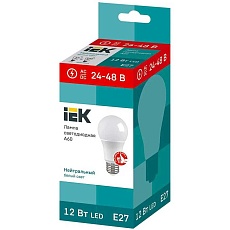 Лампа светодиодная IEK E27 12W 4000K матовая LLE-A60-12-24-48-40-E27 1